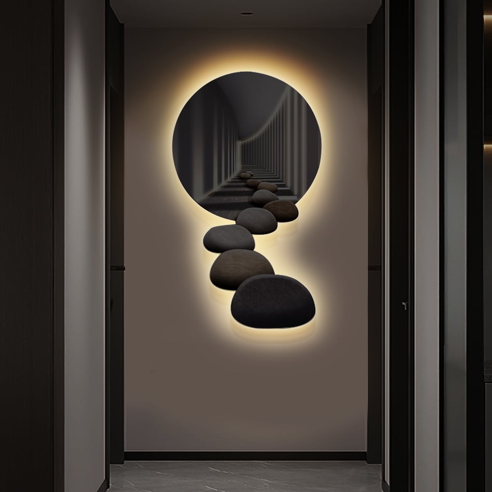HMR - 31.5" LED Acrylic Modern Abstract Stone Corridor Wall Art Decor Living Room Bedroom