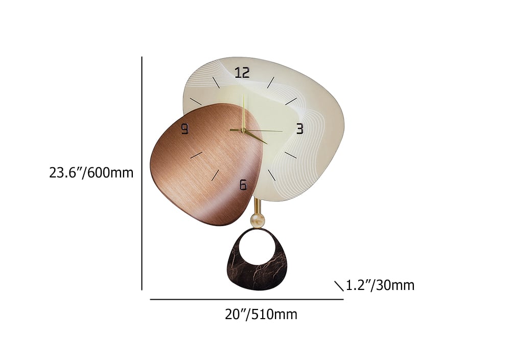 HMR - 23.6" Abstract Geometric Silent Wall Clock Modern Decor Art Living Room Bedroom