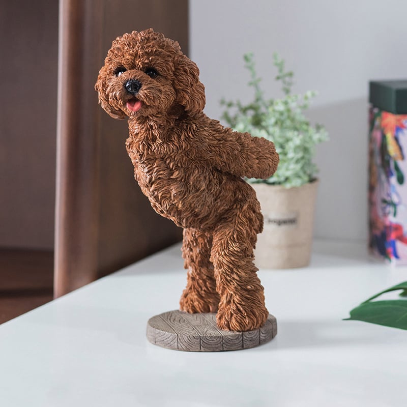 HMR - Modern Wine Rack Brown Resin Teddy Dog Decorative Countertop Wine Bottle Holder