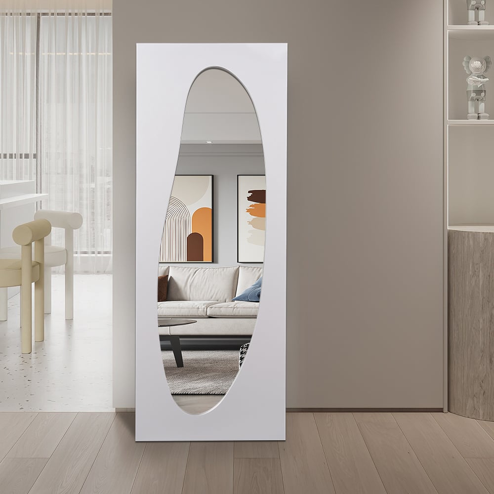 HMR - 63" x 23.6" Oversized Modern Abstract Silver Full Length Floor Mirror Decor Art Bedroom