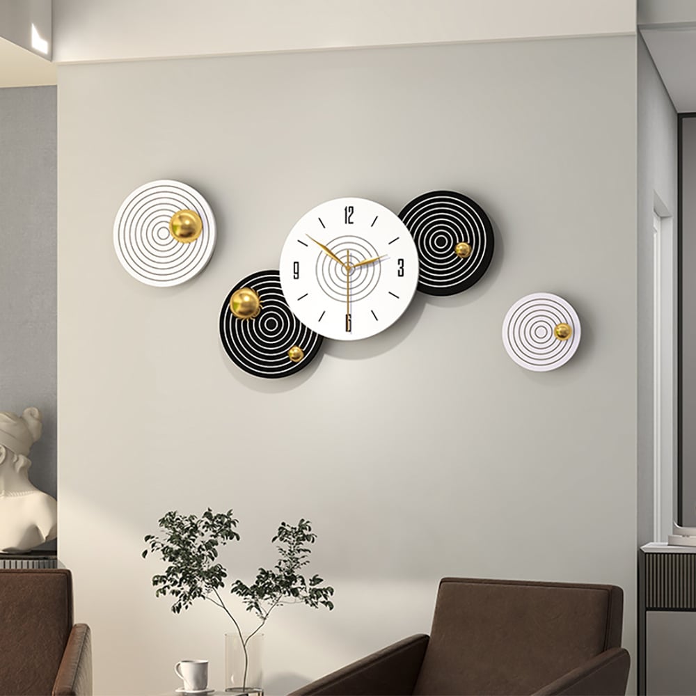 HMR - 20.5" Modern 3D Round Black & White Wall Clock