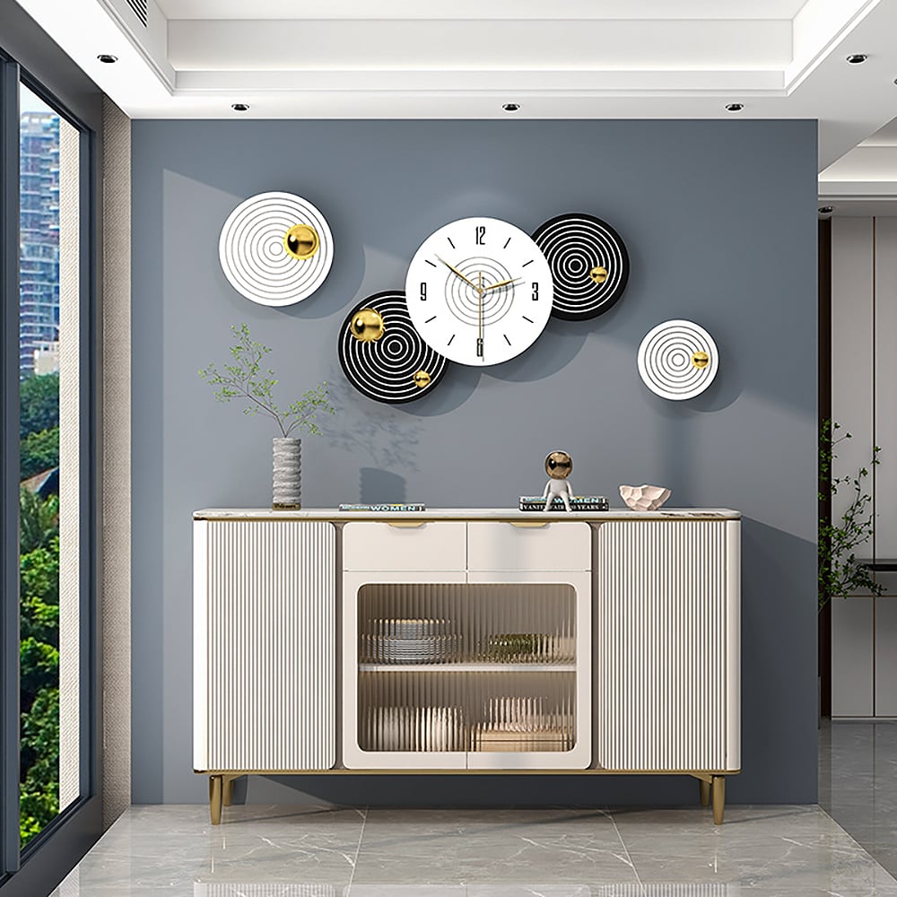 HMR - 20.5" Modern 3D Round Black & White Wall Clock