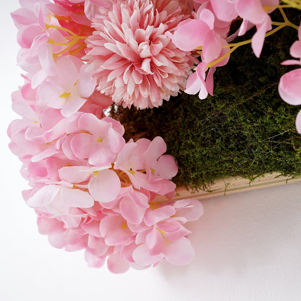 HMR - Pink Fake Flower Arrangements Wall Hanging Decoration Artificial Silk Flower