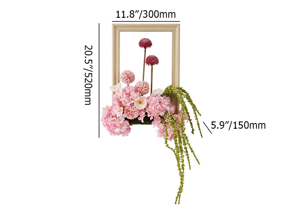 HMR - Pink Fake Flower Arrangements Wall Hanging Decoration Artificial Silk Flower