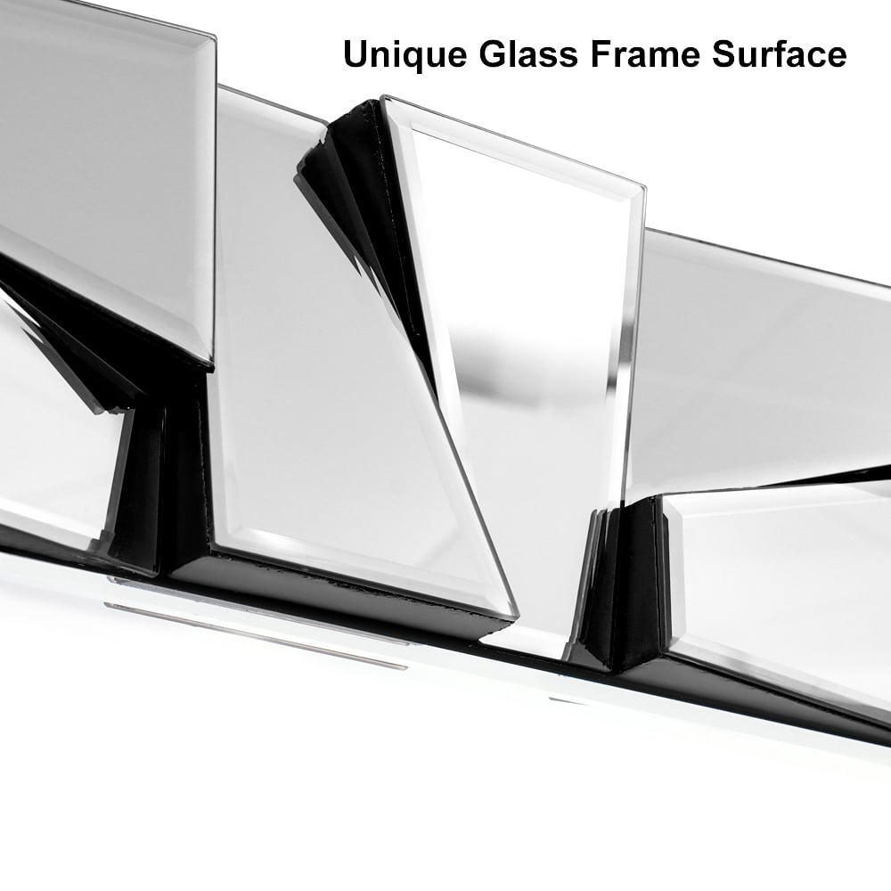 HMR 31.5" x 63" Oversized Glam Rectangle Full Length Floor Mirror 3D Glass Frame - Silver