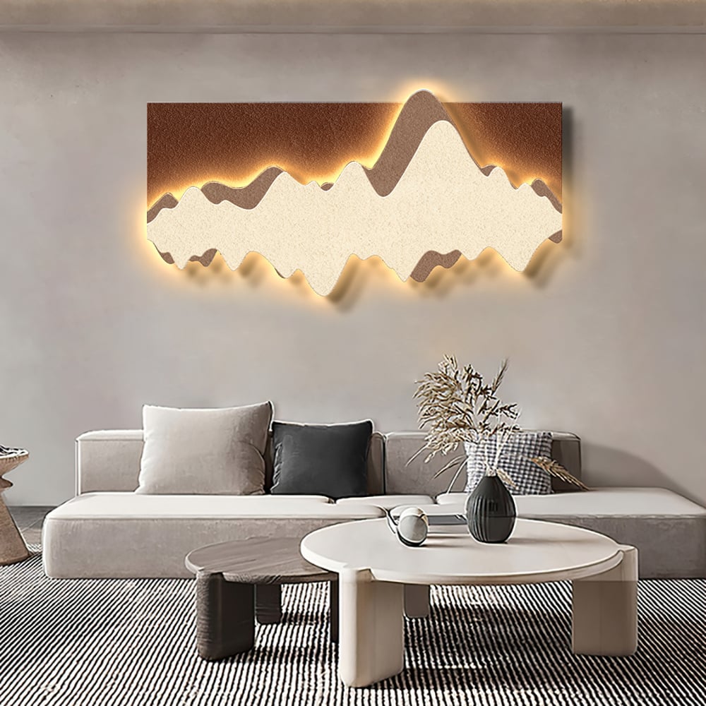 HMR - 39.4" LED Wall Art Lighting Modern Abstract Geometric Landscape Wave Decor Living Room