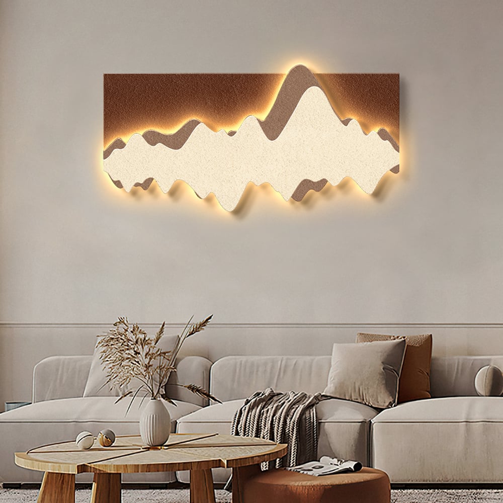 HMR - 39.4" LED Wall Art Lighting Modern Abstract Geometric Landscape Wave Decor Living Room