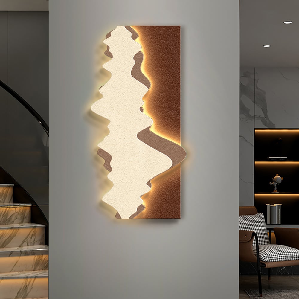 HMR - 39.4" LED Wall Art Lighting Modern Abstract Geometric Landscape Wave Decor Living Room