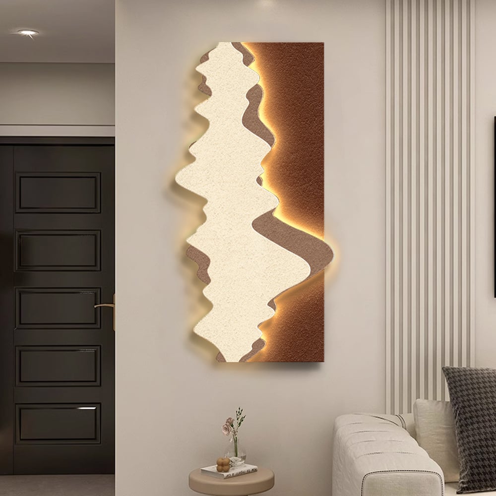 HMR - 39.4" LED Wall Art Lighting Modern Abstract Geometric Landscape Wave Decor Living Room