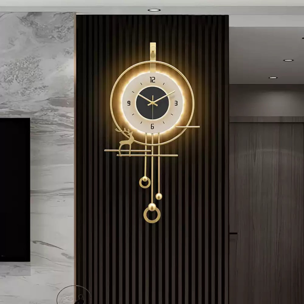 HMR - Oversized Modern Wall Decor Digital Wall Clock with LED Light Stripe