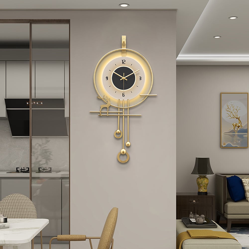 HMR - Oversized Modern Wall Decor Digital Wall Clock with LED Light Stripe