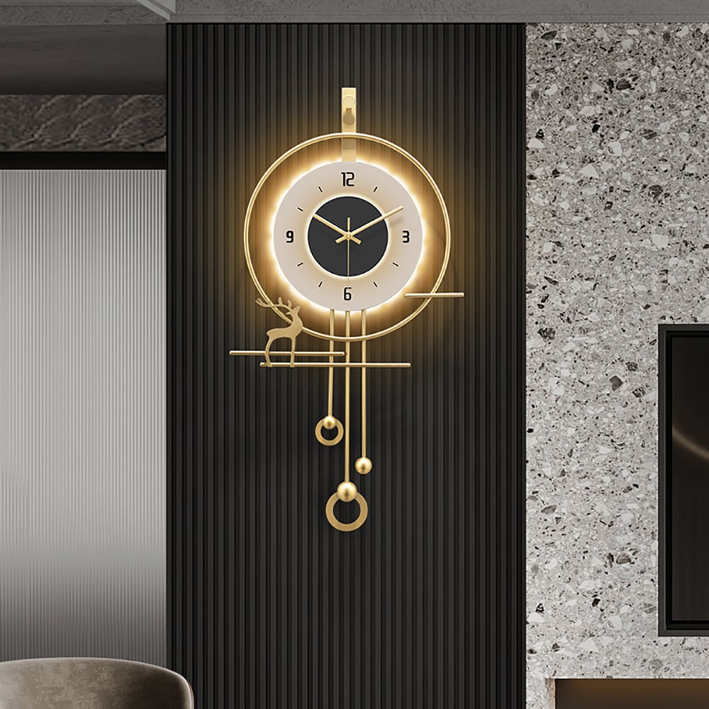 HMR - Oversized Modern Wall Decor Digital Wall Clock with LED Light Stripe