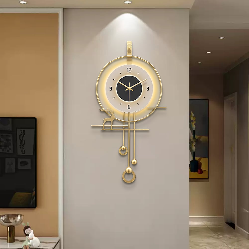 HMR - Oversized Modern Wall Decor Digital Wall Clock with LED Light Stripe