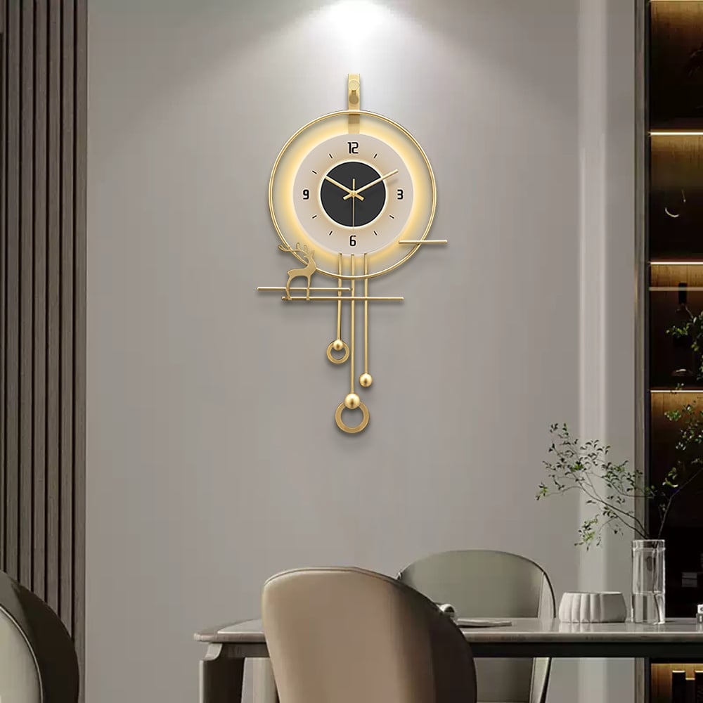 HMR - Oversized Modern Wall Decor Digital Wall Clock with LED Light Stripe