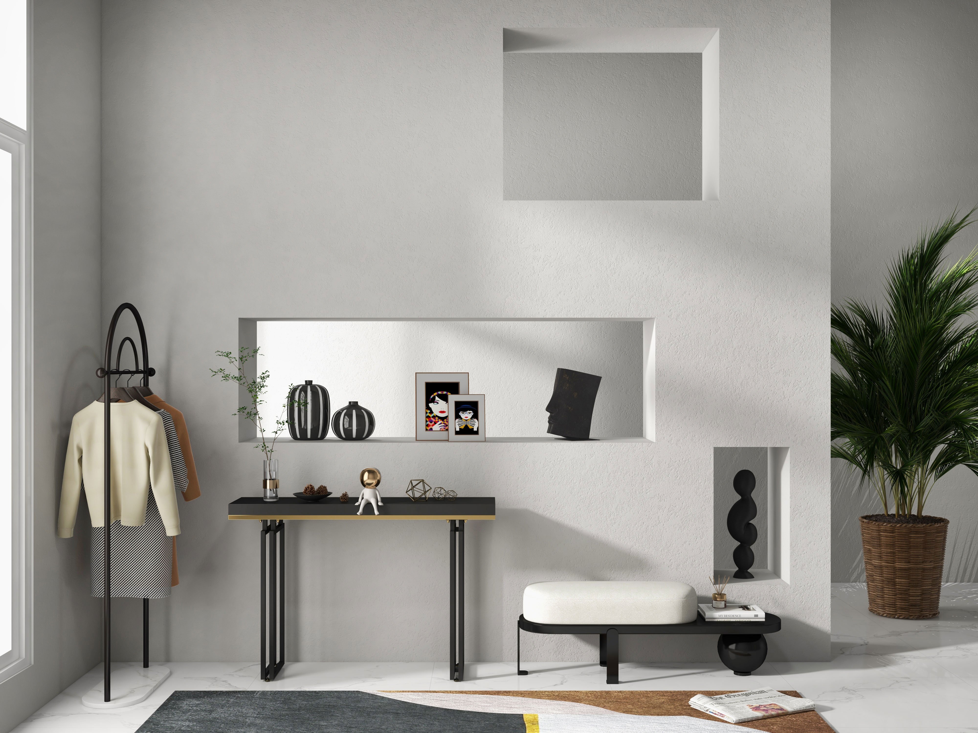 HMR - PostModern Abstract Resin Person Sculpture Home Decorative Figurine Desk Decor Black