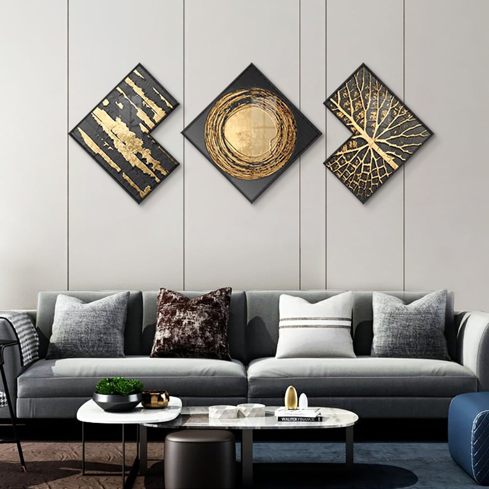 HMR - 3-Piece Modern Look Interior Decor Abstract Wall Art Set