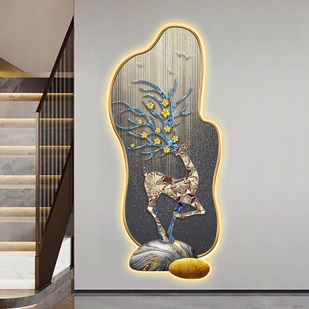 HMR - Modern Deer LED Lighting Wall Decoration Painting Living Room Decoration