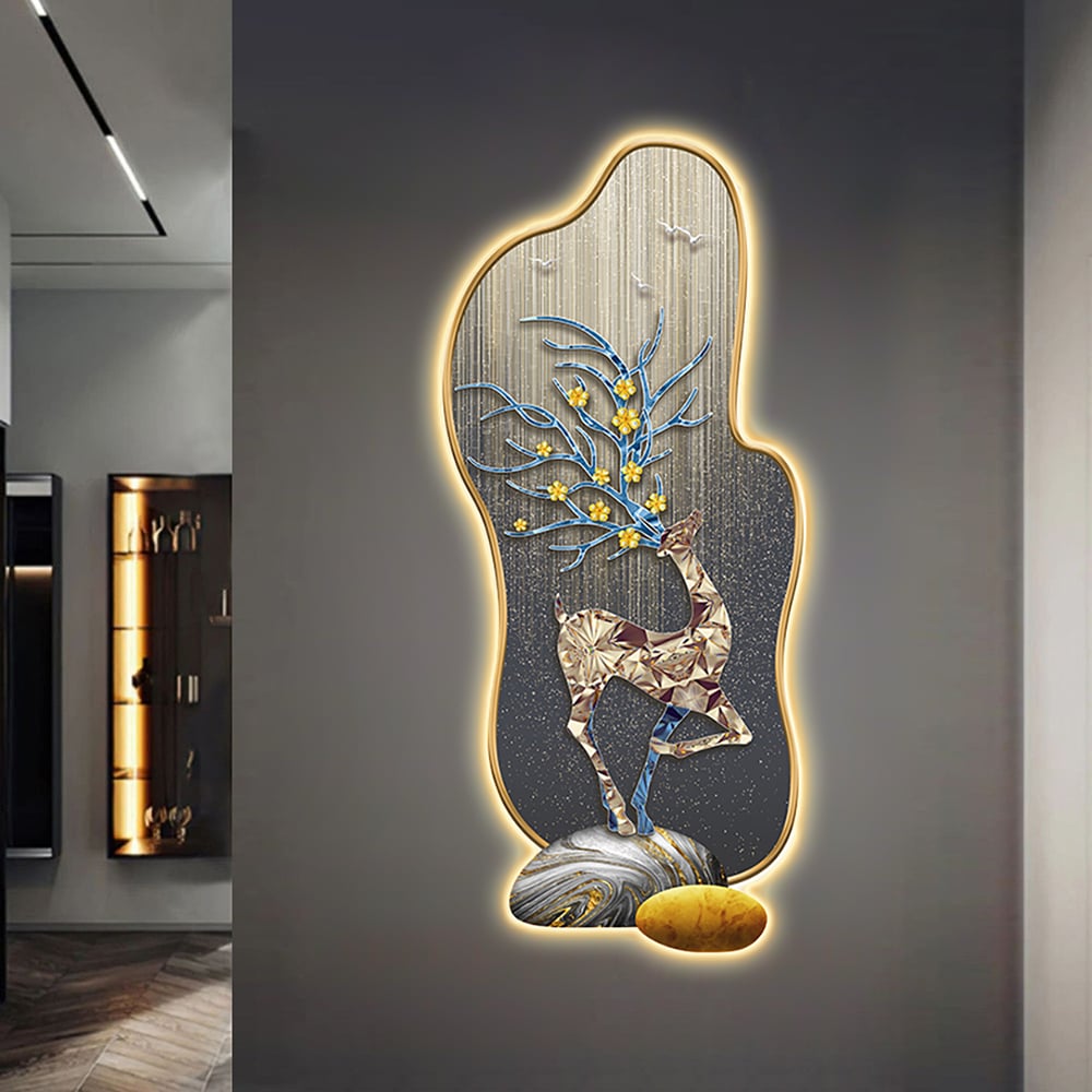 HMR - Modern Deer LED Lighting Wall Decoration Painting Living Room Decoration