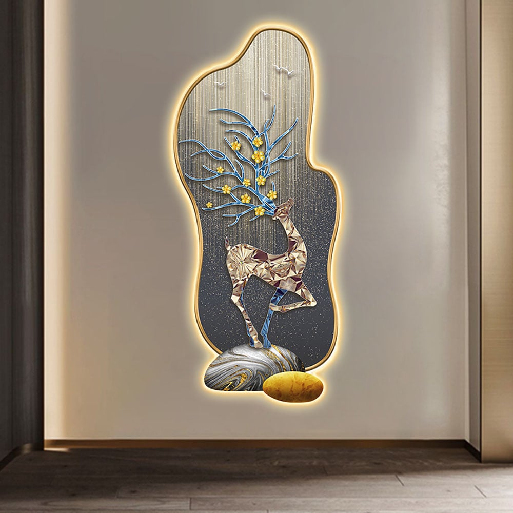 HMR - Modern Deer LED Lighting Wall Decoration Painting Living Room Decoration