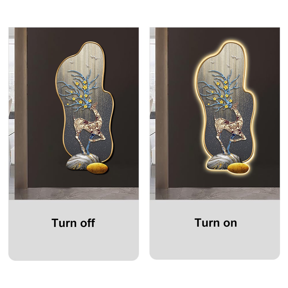 HMR - Modern Deer LED Lighting Wall Decoration Painting Living Room Decoration