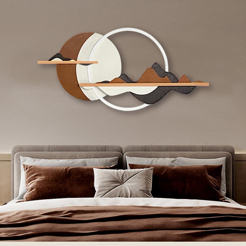 HMR - 3D Abstract Mountain Wall Decor Modern Geometric Round Painting Art Living Room Bedroom