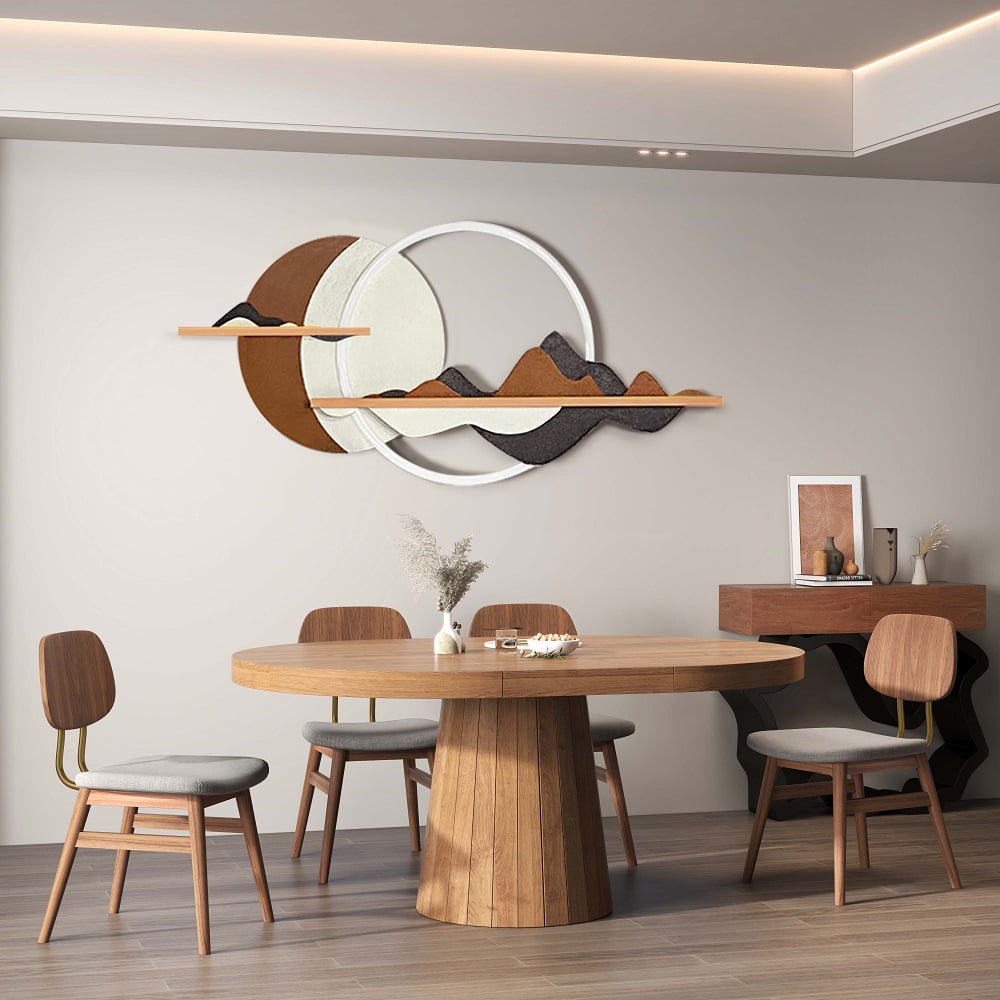 HMR - 3D Abstract Mountain Wall Decor Modern Geometric Round Painting Art Living Room Bedroom