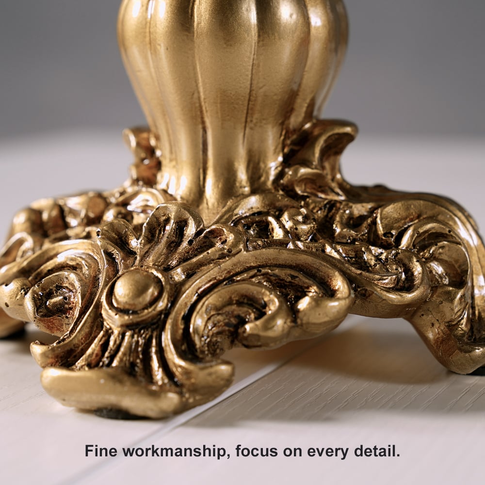 HMR - Shinely 15" European Retro White & Gold Resin Large Flower Vase Decor Art Living Room