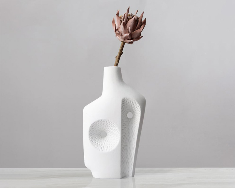HMR - Modern White Resin Flower Vase Sculpture Home Decorative Figurine Object Desk Decor Art