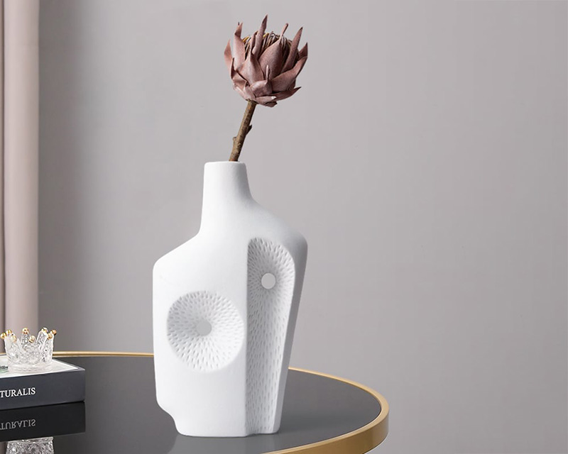 HMR - Modern White Resin Flower Vase Sculpture Home Decorative Figurine Object Desk Decor Art