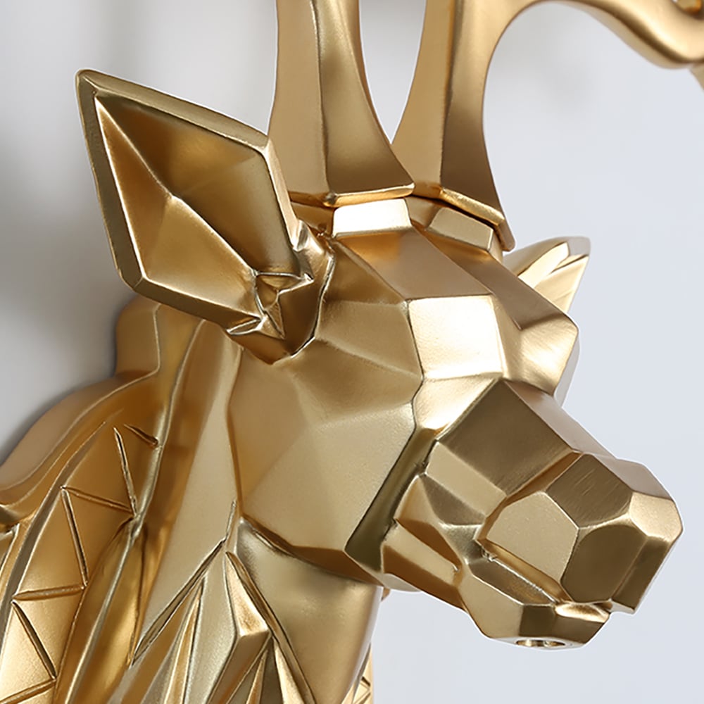 HMR - Creative Gold Lucky Deer Animals Head Wall Sculptures Wall Decorations