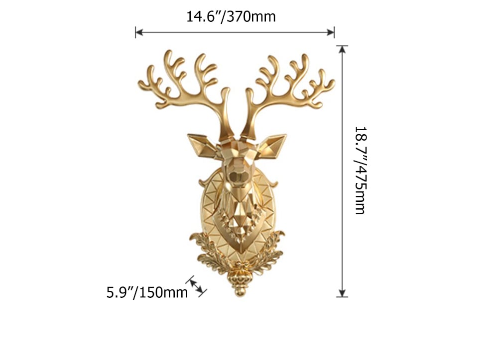HMR - Creative Gold Lucky Deer Animals Head Wall Sculptures Wall Decorations