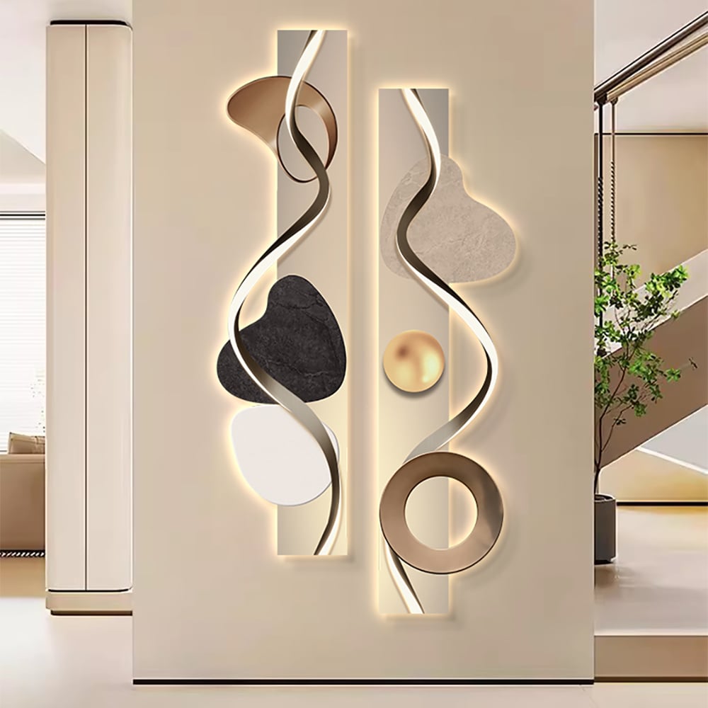 HMR - 39.4" Modern Abstract Geometric Multi-color Acrylic Wall Art with LED Backlighting