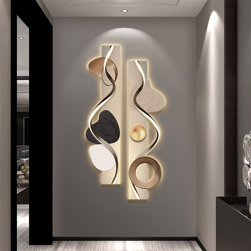 HMR - 39.4" Modern Abstract Geometric Multi-color Acrylic Wall Art with LED Backlighting