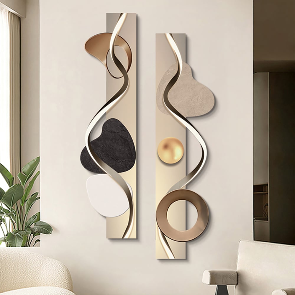 HMR - 39.4" Modern Abstract Geometric Multi-color Acrylic Wall Art with LED Backlighting