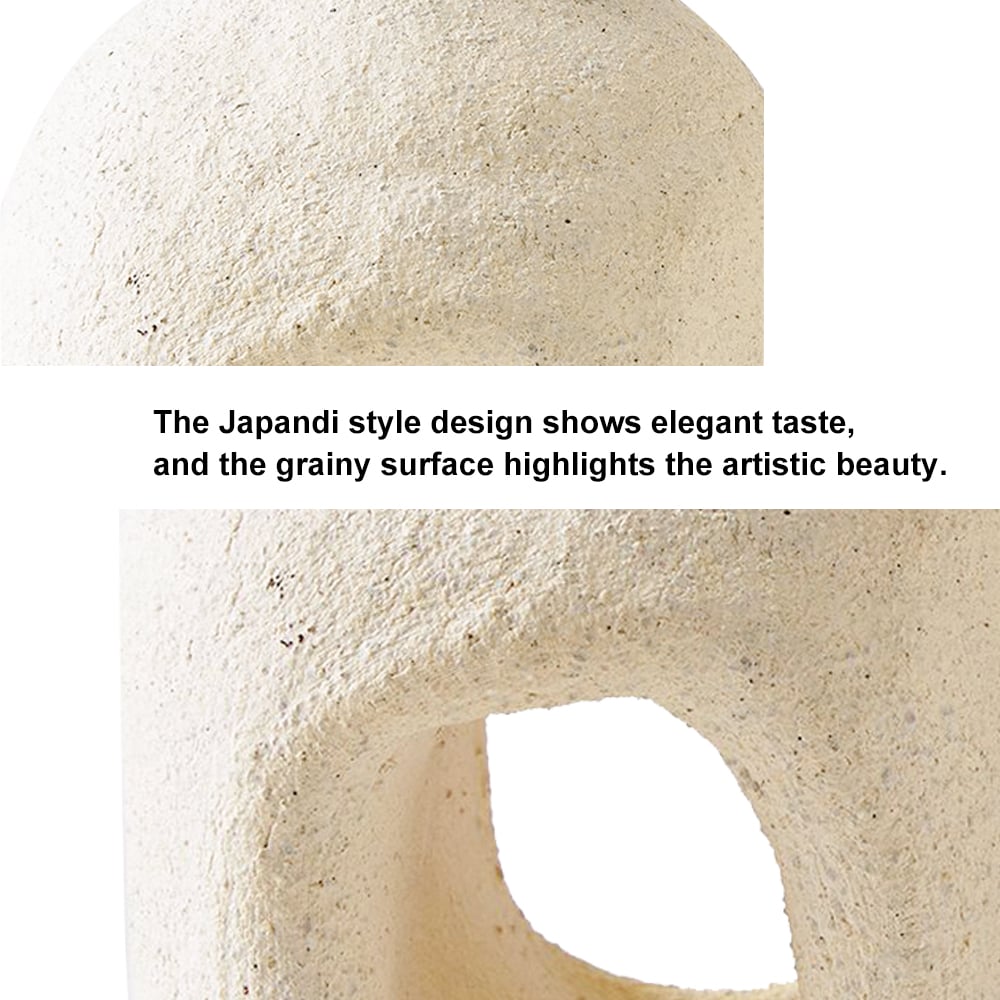 HMR - 2 Pieces Khaki Resin Flower Vase Set Japandi Abstract Decor Art Living Room Bedroom
