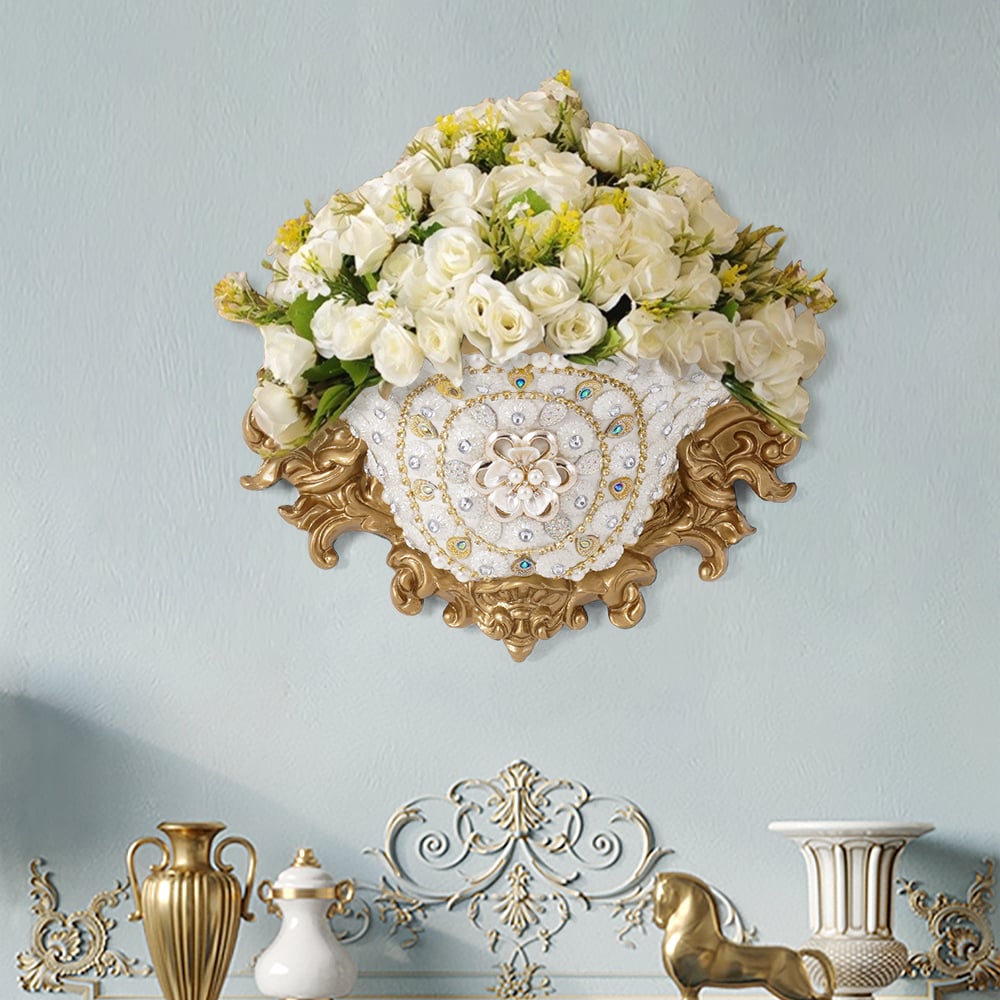 HMR - Shinely 11.2" European Retro Resin Wall Mount Flower Vase Decor Art Living Dining Room