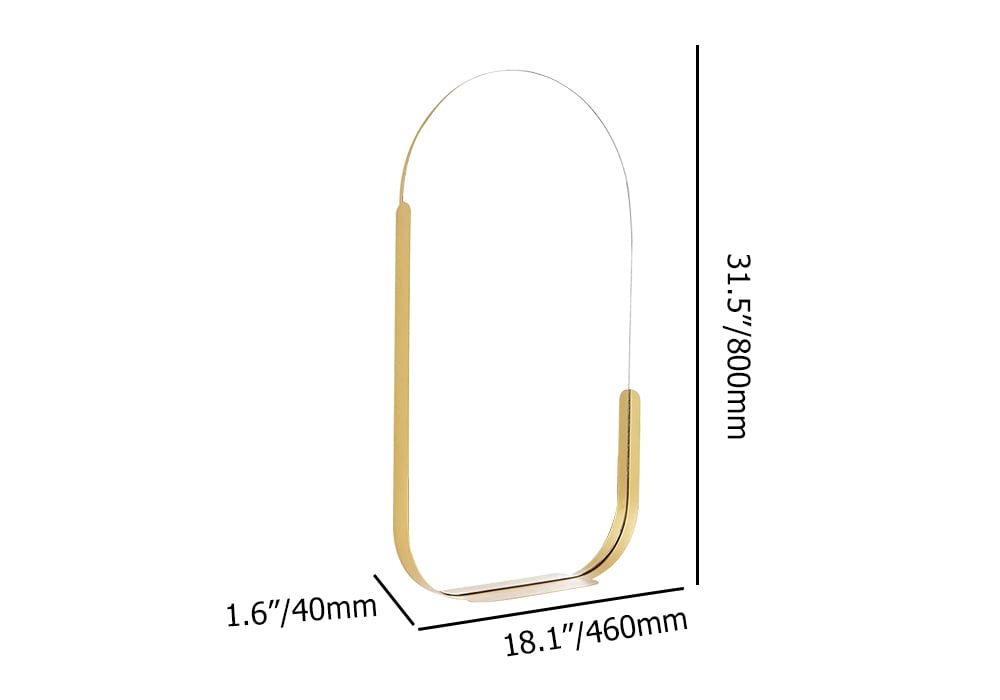 HMR - 31.5" Modern Arch Gold Wall Mirror Decor with Storage Shelf Rack Living Room Bedroom