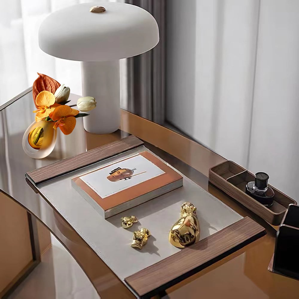 HMR - Orange Artificial Flower Arrangement in Vase Clear Glass Bottle Table Fake Flower Decor