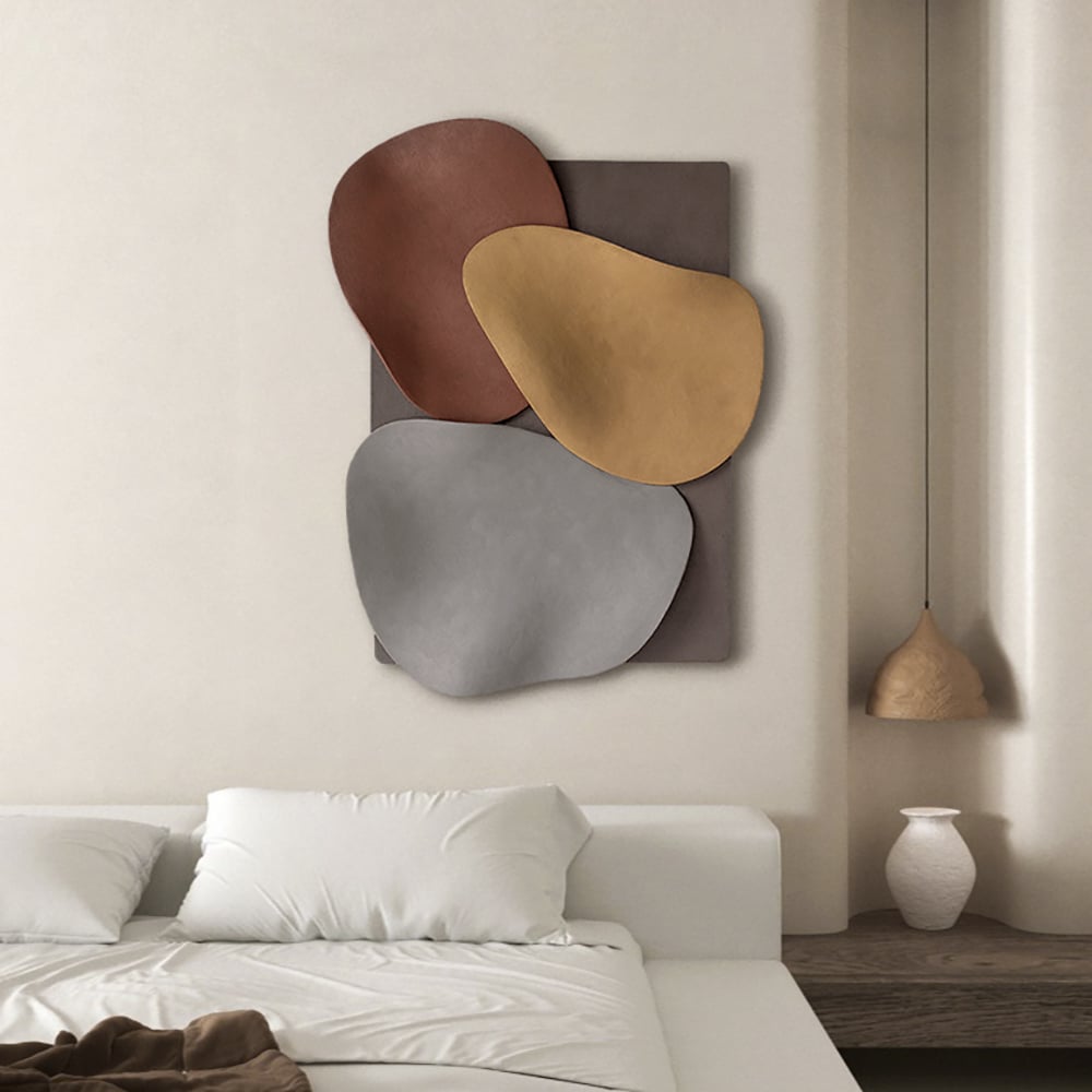 HMR - 31.5" Large 3D Abstract & Geometric Metal Wall Decor Art for Living Room Bedroom