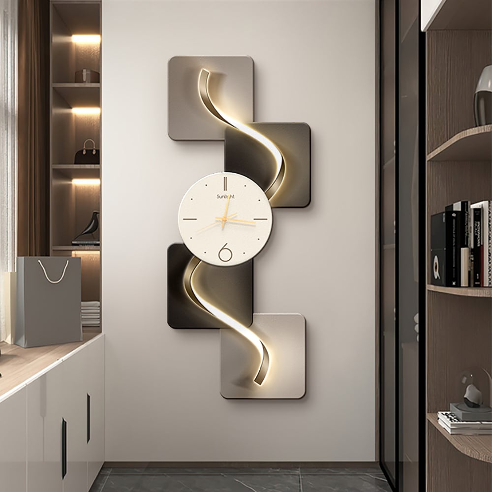 HMR - 39.4" Large Silent Wall Clock Light Modern Abstract Geometric Decor Art Living Room