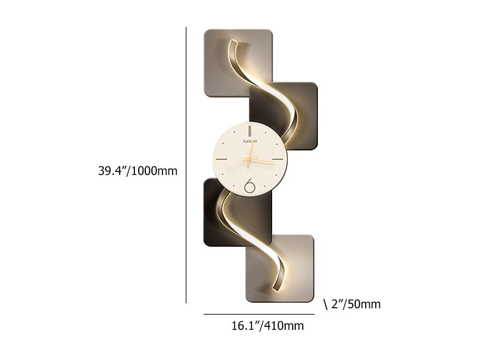 HMR - 39.4" Large Silent Wall Clock Light Modern Abstract Geometric Decor Art Living Room