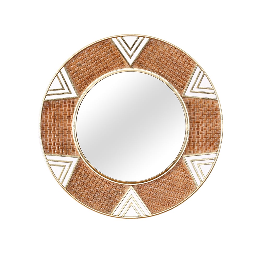 HMR - Modern Large Wall Mirror Decorative Round Metal Wall Decor Mirror in Brown