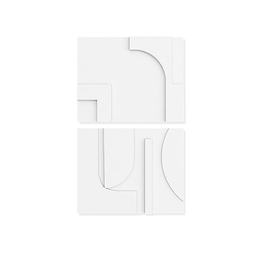 HMR 2 Pieces Japandi Abstract Wood Wall Decor for Living Room 3D Hanging Art - White, 27.6"W x 1.2"D x 19.7"H