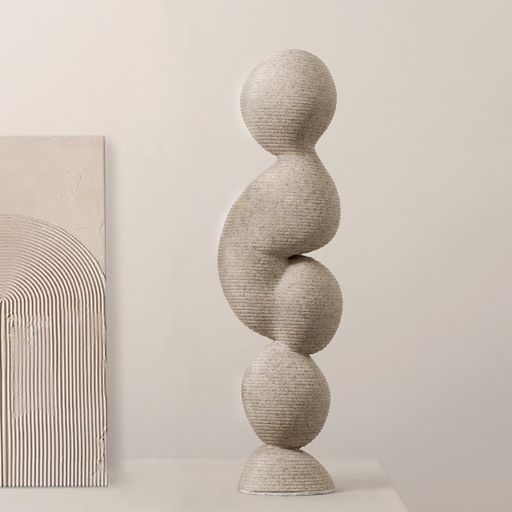 HMR - Modern Resin Abstract Sculpture Art Home Decorative Figurine Desk Decor in Off White
