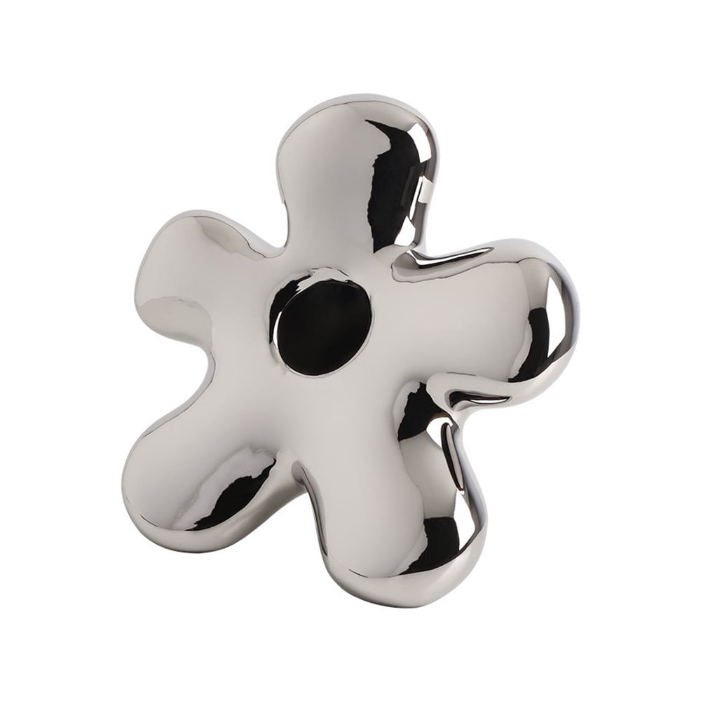 HMR - Modern Silver Ceramic Flower Shape Table Vase Home Decorative Object Art for Living Room