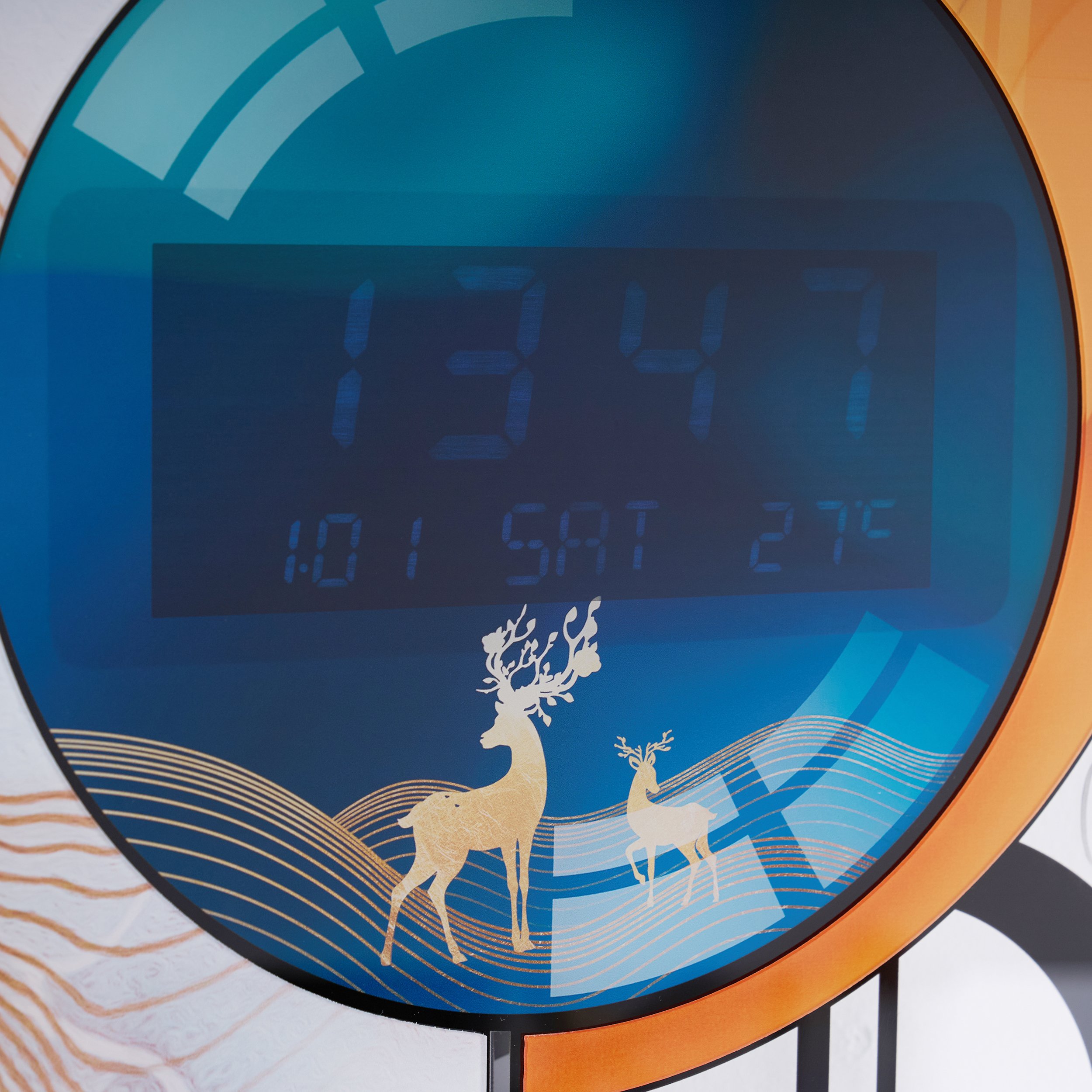 HMR - 26.4"LED Silent Wall Clock Multi-function Display Voice-Activated Wall Clock