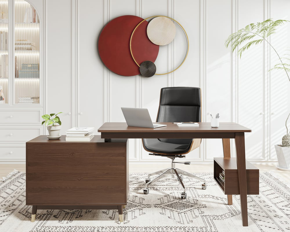 HMR Modern Big Metal Geometric Circles Wall Decor Unique Home Living Room Hanging Wall Art - Wine Red