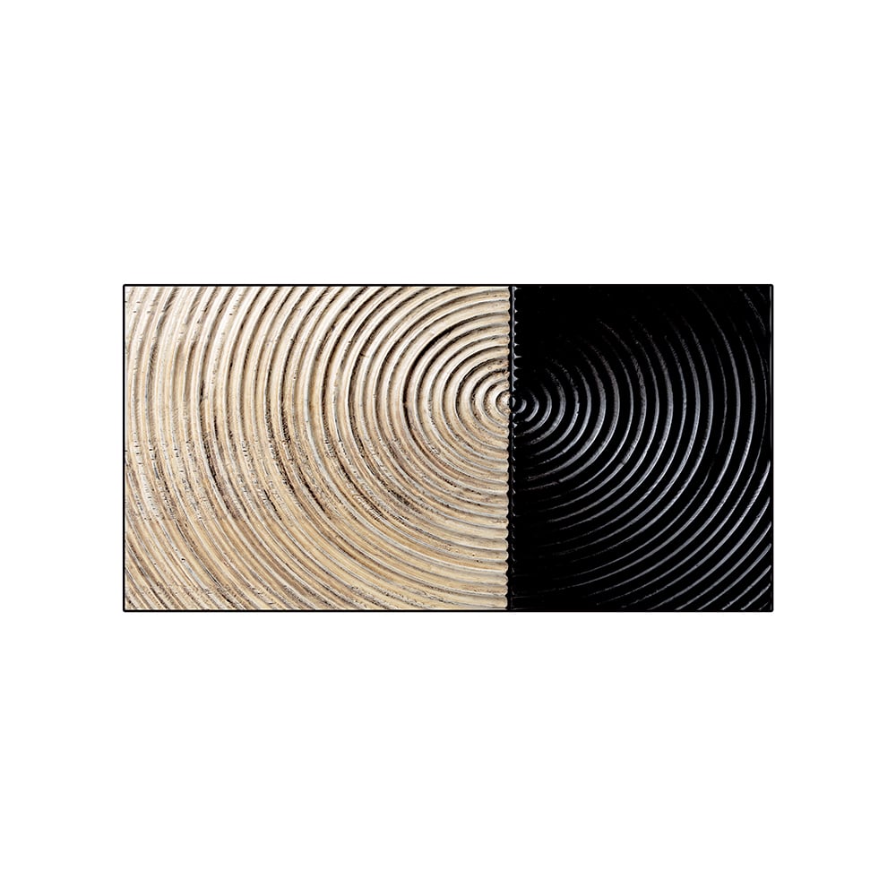 HMR - Modern Wall Decor for Living Room Abstract Print Art with Frame in Natural & Black