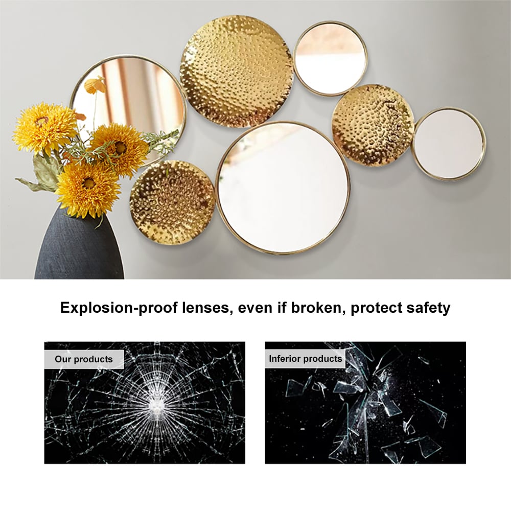HMR - 47.2" Gold Wall Decorative Mirror Set Creative Round Mirror Wall Hanging Decoration