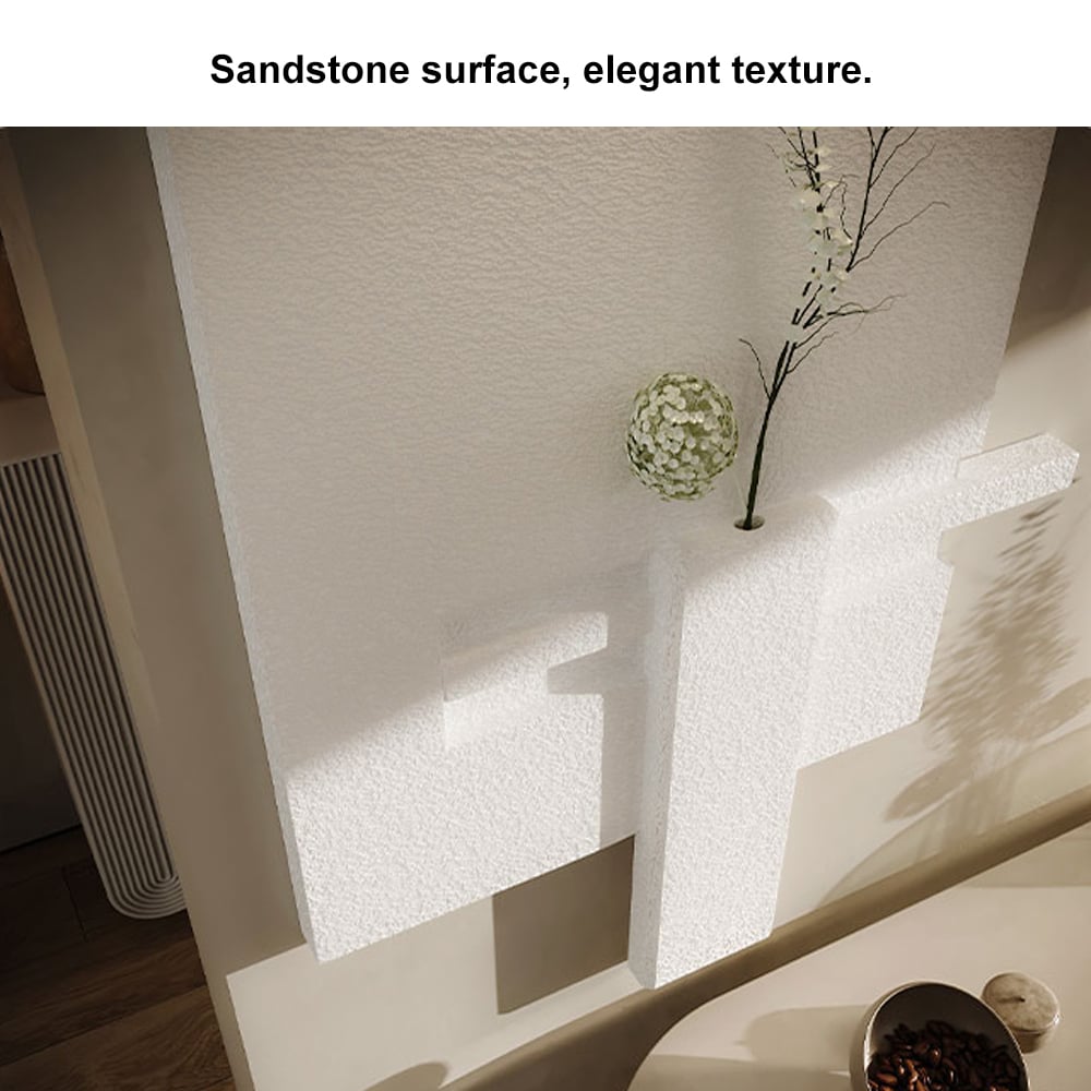 HMR - 3D Abstract Geometric Japandi Beige Wall Sculpture Art Decor With Vase Living Room